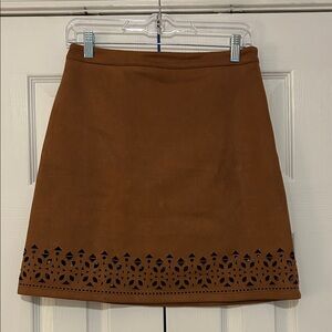 miami Tan A-Line Skirt with Laser-Cut Border